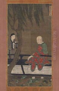 The Fourteenth Lohan Vanavasi watching ducks in Lotus Pond, Southern Song Dynasty