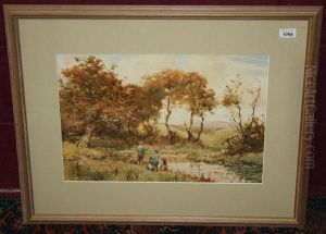 Children Fishing By A River Entitled Children Fishing By A River Entitled