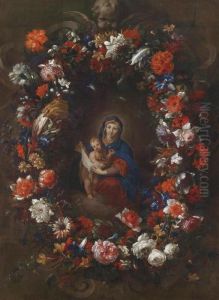 The Virgin And Child In A Wreath Of Flowers
