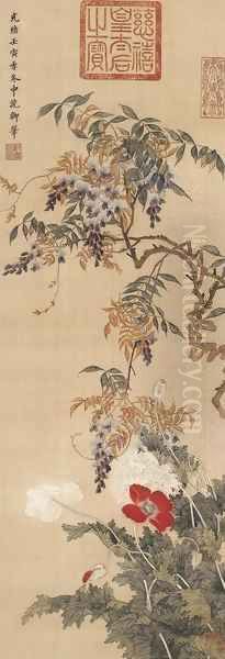 Wisteria and Flowers - view 1