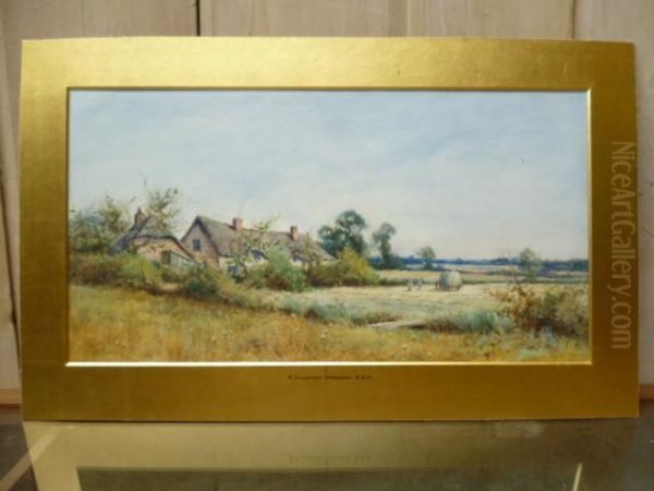 Haymakers In A Meadow Before A Cottage - view 1