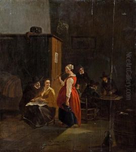 Taverneninterieur Mit Stehender Dame by Jan Steen