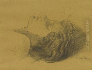 Head Of Sleeping Woman by Theophile Alexandre Steinlen