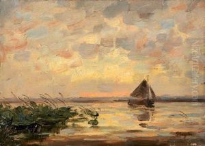 Marine Au Crepuscule by Alphonse Stengelin
