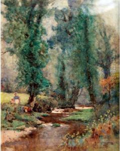 Boy Fishing By A River Boy Fishing By A River