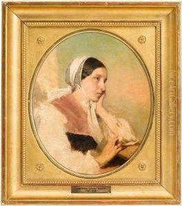 Sketch Of A Young Girl by Josef Karl Stieler