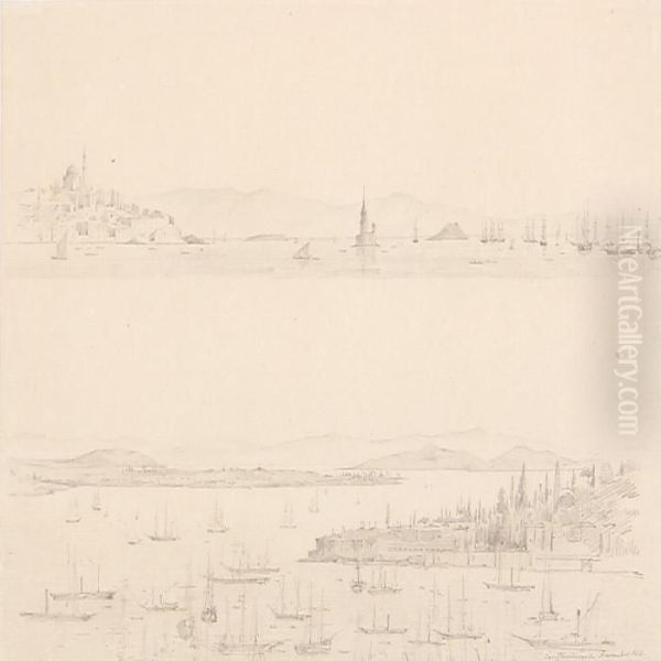 Three Landscapes Constantinopel And Bosperus On Two Sheets - view 1