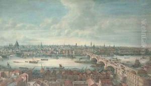 View of the River Thames with Blackfriars Bridge, St Paul's, London Bridge and the Monument by Gideon Yates