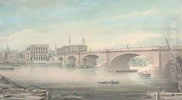 Paddlesteamers and other shipping on the Thames before London Bridge - view 1