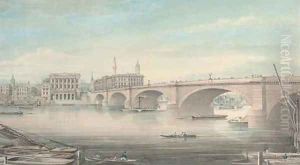 Paddlesteamers and other shipping on the Thames before London Bridge Paddlesteamers and other shipping on the Thames before London Bridge