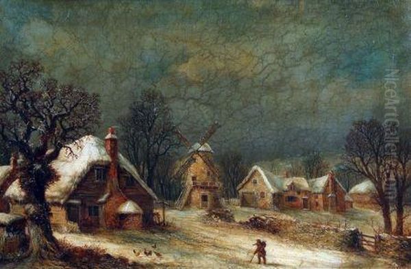 Winter Landscape With Figure And Windmill - view 1