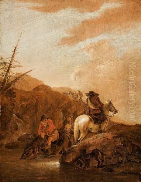 Mountain Landscape With Three Horsemen - view 1