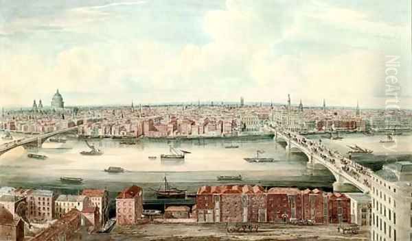 A panorama of the Thames up river from London Bridge - view 1