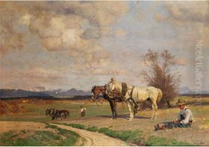 Pflugende Bauern Im Vorfruhling by Otto Struttzel