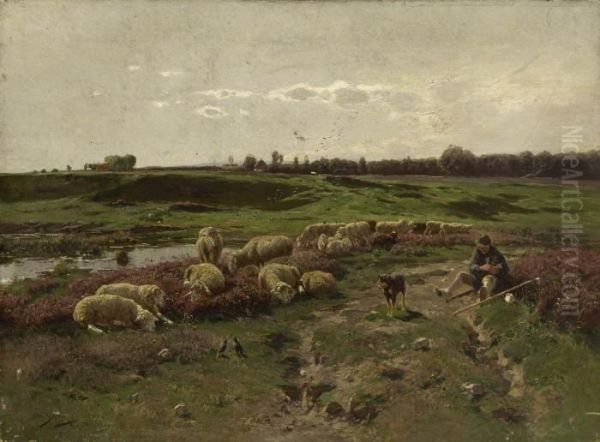 Sitzender Schafer Mit Seiner Herde. - view 1
