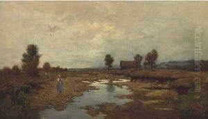 Flower Pickers On The River Bank