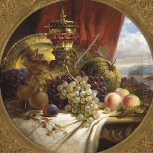 Grapes, Peaches, Pomegranates, A Gourd And A Plum by William Stuart
