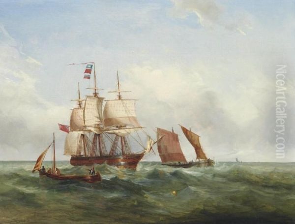 A Pilot Boat Guiding A Three-masted Barque Inshore - view 1