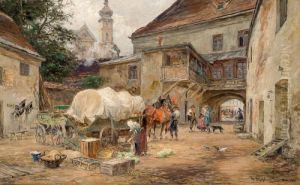 Genre Scene With Carriage by Karl Stuhlmuller