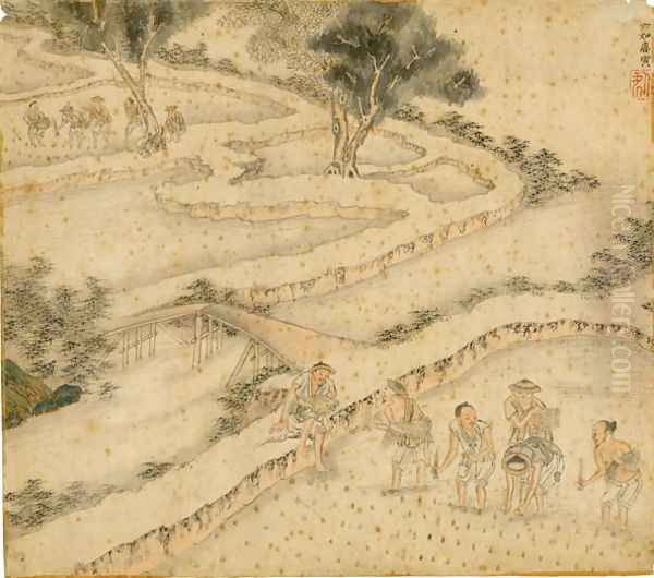 Planting Rice, from Gengzhi tu (Pictures of Tilling and Weaving) - view 1