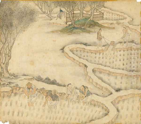 Transplanting the Rice, from Gengzhi tu (Pictures of Tilling and Weaving) - view 1