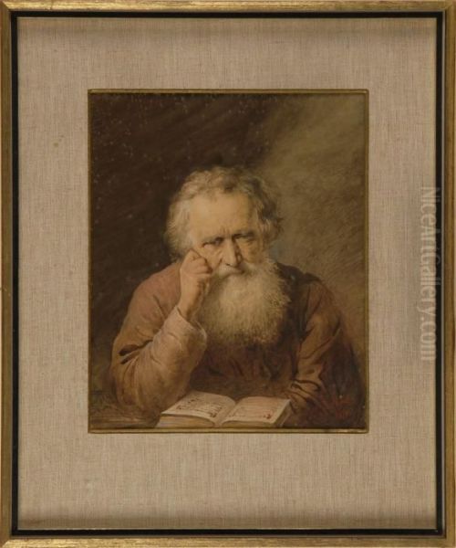 An Old Man Reading - view 1
