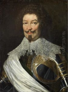 Portrait Of Charles De Lorraine,
Duc De Guise, Bust-length, In Armour And A White Lace Collar by Justus Sustermans