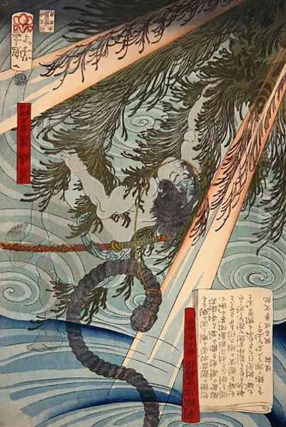 Wakashima Gonemon and the Bell, from Tales of the floating world on eastern brocade, 1867 - view 1
