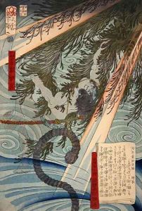 Wakashima Gonemon and the Bell, from Tales of the floating world on eastern brocade, 1867 by Tsukioka Yoshitoshi