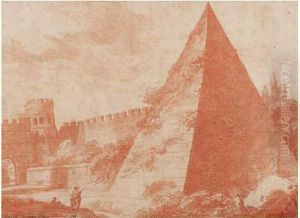 La Pyramide De Cestius Et La Porte Saint-paul, A Rome by Joseph Benoit Suvee