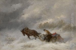 Bear Hunters In The Blizzard by Nikolai Egorovich Sverchkov