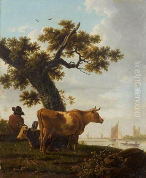 Un Paysan Et Une Paysanne Avec Leurs Vaches - view 1