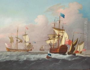 Ships Of The Fleet Hove-to Offshore Awaiting The Arrival Of An Admiral Of The Blue