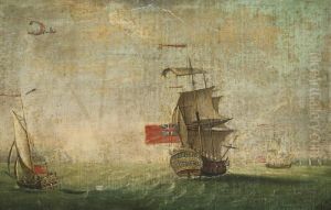 Ships Of The Royal Navy In The Channel Off Dover by Francis Swaine
