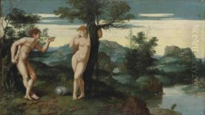 Adam And Eve In The Garden Of Eden by Jan Swart Van Groningen