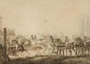 L'arrivee De La Course by Joseph Swebach-Desfontaines