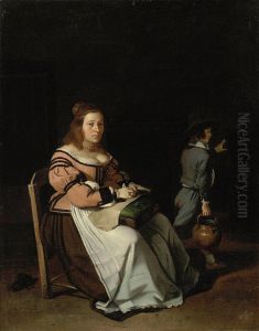 A Lady Sewing In An Interior