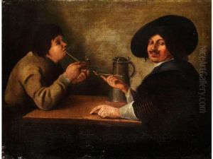 Zwei Hollandische Pfeifenraucher Am Tisch Zwei Hollandische Pfeifenraucher Am Tisch