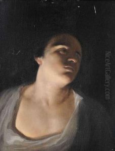 Bildnis Einer Dame Aus Leichter Untersicht Vor Dunklem Hintergrund by Michiel Sweerts