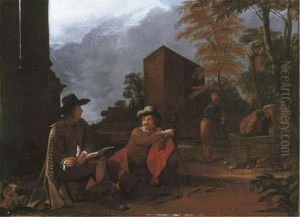 An Artist Sketching By A Fountain by Michiel Sweerts