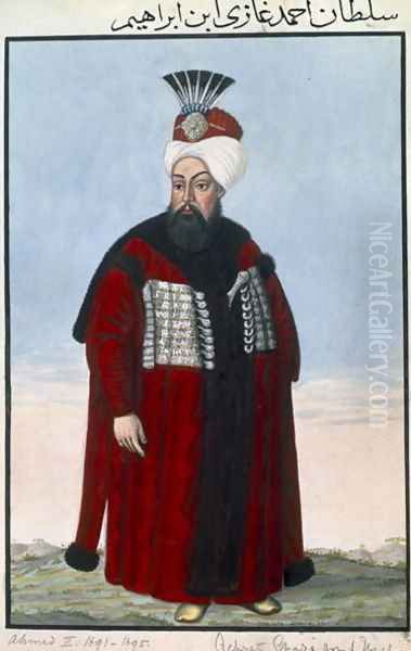 Ahmed II (1642-95) Sultan 1691-95, from A Series of Portraits of the Emperors of Turkey, 1808 - view 1