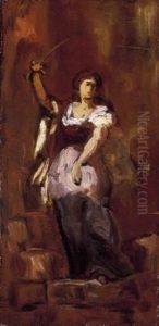 "study To The Painting ""the Women Of Eger""" by Bertalan Szekely
