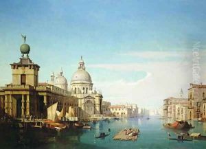 Entrance to the Grand Canal, Venice, with the Church of Santa Maria della Salute by Jules Romain Youant