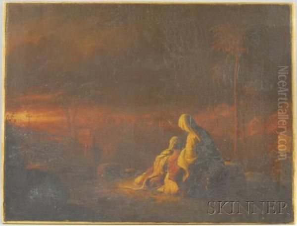 Two Figures In A Holy Land Landscape - view 1