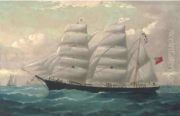 The barque Rock City calling for a pilot off Point Lynas, Anglesey - view 1
