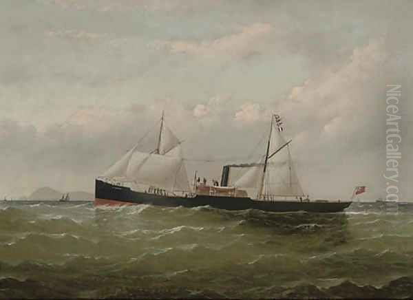 The steamer Francon approaching the South Stack Lighthouse - view 1