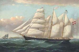 A pilot cutter running out to meet the Danish barquentine Mota Hermanos
