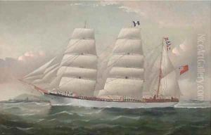The barque Sumatra of Llanelly approaching the South Stack Lighthouse