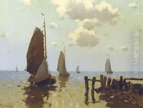 Haven Hindeloopen sailing vessels near the harbour entrance of Hindeloopen - view 1