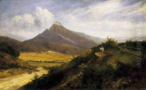 Painter In A Landscape (castle Of Muran) by Karoly Telepy